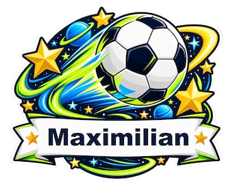 Pegatinas de fútbol personalizadas con nombres para niños, decoración colorida para la habitación infantil, 5 diseños y 4 tamaños, regalo de cumpleaños para aficionados al fútbol.