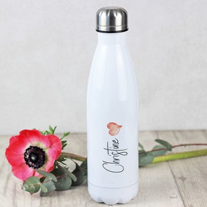 Trinkflasche personalisiert mit Namen und Herz, Isolierflasche Wasserflasche für Kinder Erwachsene, 500ml, Sportflasche Geschenk mit Herz Bild 4