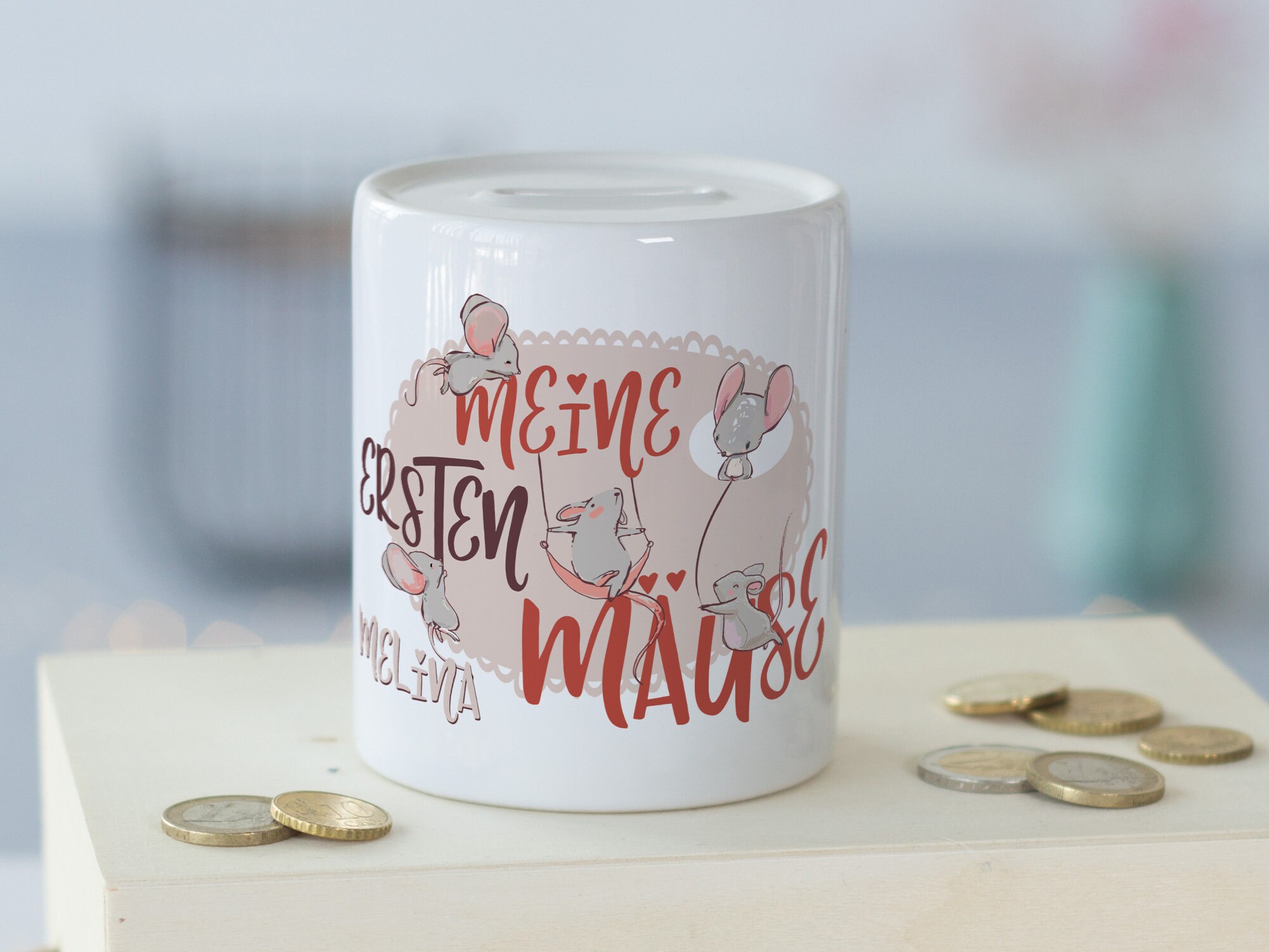 Spardose mit Namen für Kinder Mäuse mit Spruch Etsy