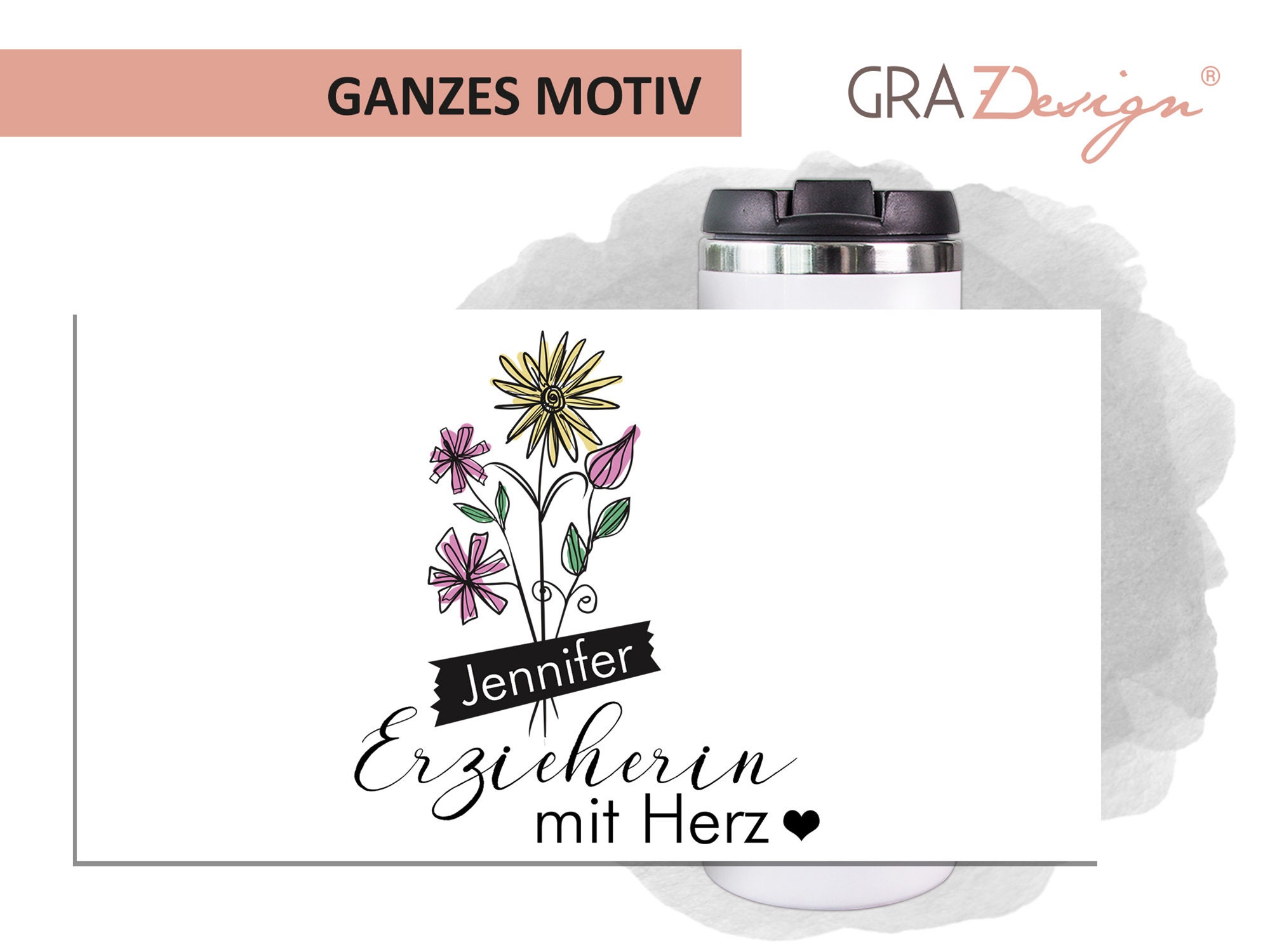 Personalisiere Deinen Edelstahl-Thermobecher – Mit Name & Spruch 'Hinter Jedem Kind Steht...', 390 Ml, Geschenk Für Erzieherinnen