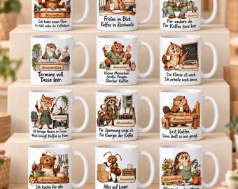 Taza de trabajo personalizada con nombre, motivos de animales y frases profesionales, cerámica de 330 ml, regalo para compañeros, taza de café impresa a doble cara.