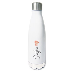 Trinkflasche personalisiert mit Namen und Herz, Isolierflasche Wasserflasche für Kinder Erwachsene, 500ml, Sportflasche Geschenk mit Herz Bild 1