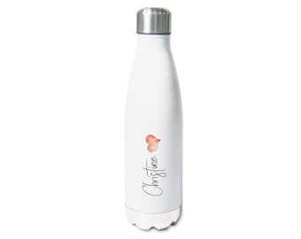 Trinkflasche personalisiert mit Namen und Herz, Isolierflasche Wasserflasche für Kinder Erwachsene, 500ml, Sportflasche Geschenk - mit Herz