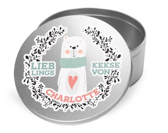 Keksdose personalisiert mit Namen | Weihnachtskekse-Dose runde Gebäckdose | Plätzchendose mit Namen | Dose für Weihnachtsplätzchen Geschenk