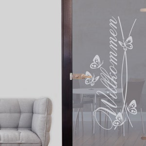 Window tattoo welcome window film window sticker made of privacy film frosted glass look hallway entrance door sticker glass door sticker