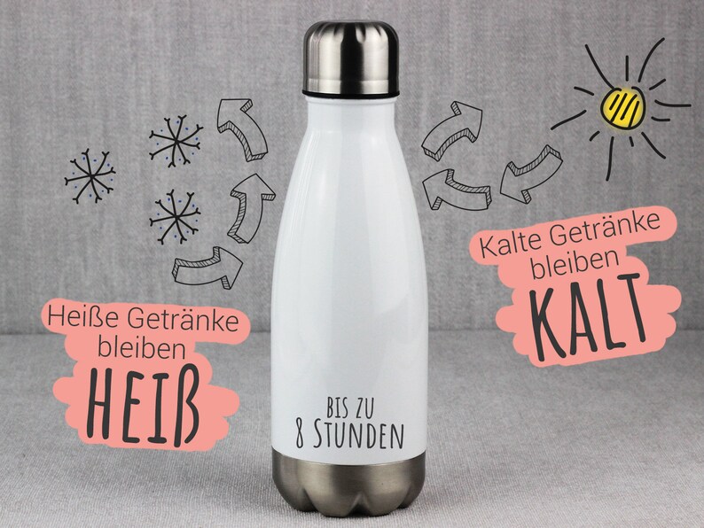 Trinkflasche Kinder, personalisiert mit Namen, Geschenk zur Einschulung Mädchen, Isolierflasche, Wasserflasche Schule Pferd braun Bild 3