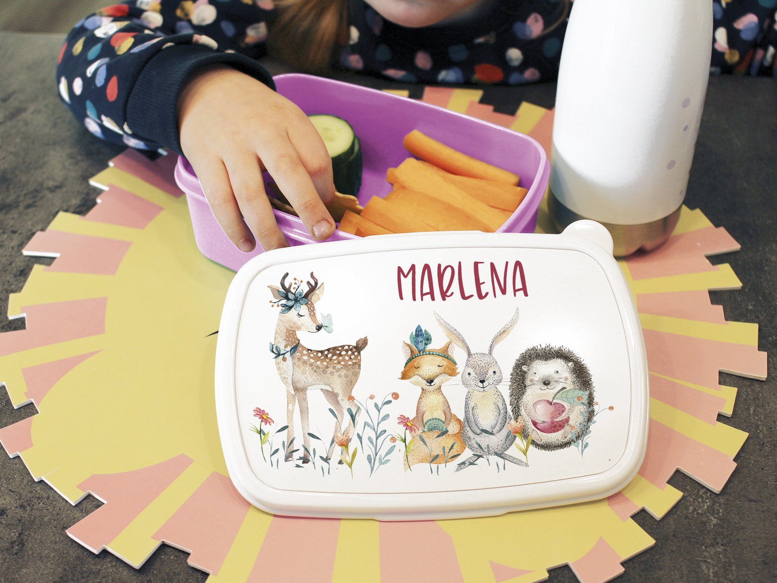 Lunch Box for Children Girl Personalized With Name Forest Etsy