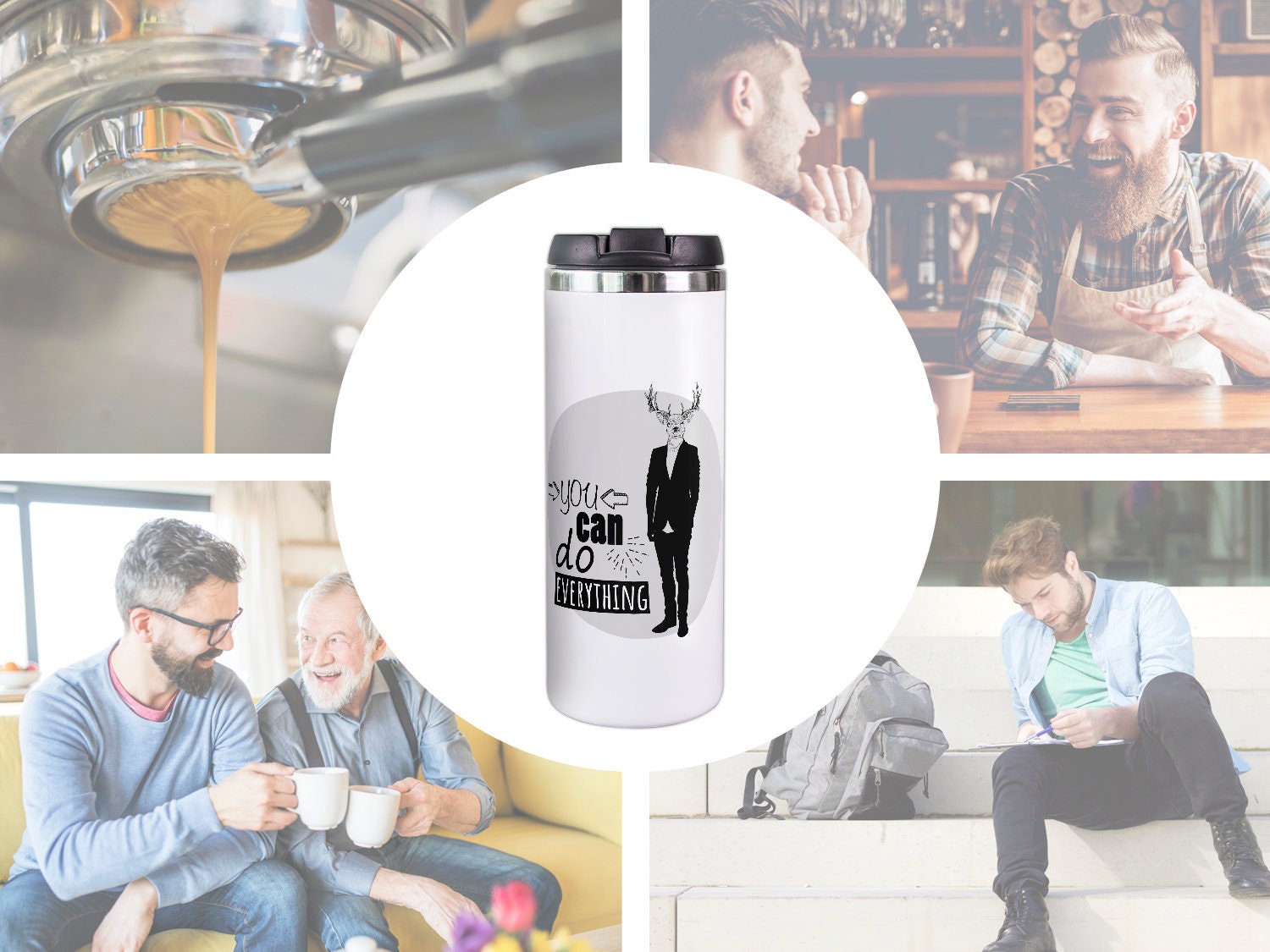 Thermobecher Kaffeebecher Elch mit Spruch Coffee to go Becher Etsy