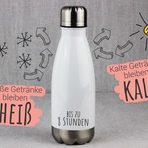 Trinkflasche Kinder, personalisiert mit Namen, Geschenk zur Einschulung Mädchen, Isolierflasche, Wasserflasche Schule Waldtiere Fuchs Igel Bild 3