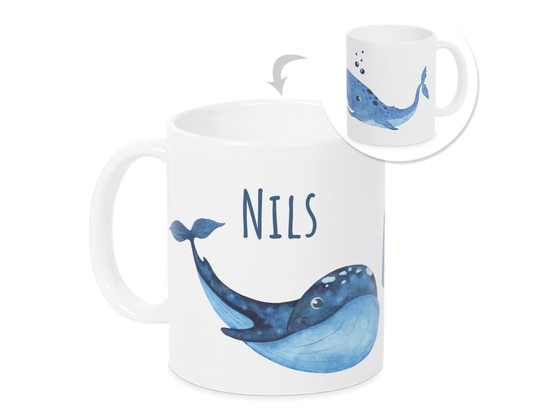 Tasse mit Namen Blaue Wall Kinder personalisiertes Geschenk Geburtstag als Geschenkidee, Becher, Geschenk personalisiert Jungen Einschulung Bild 1