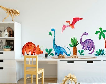 Tatuaje de pared dinosaurios dinosaurios decoración habitación infantil niños, regalo cumpleaños, navidad, selva Jurassic Park World, idea regalo niños