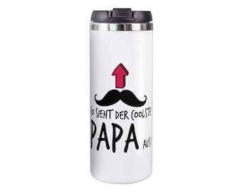 Thermobecher weiß Papa, Geschenk Coffee to go Becher, Isolierter Thermo-Tasse, Weihnachten Geburtstag Vatertag lustig Kaffeebecher