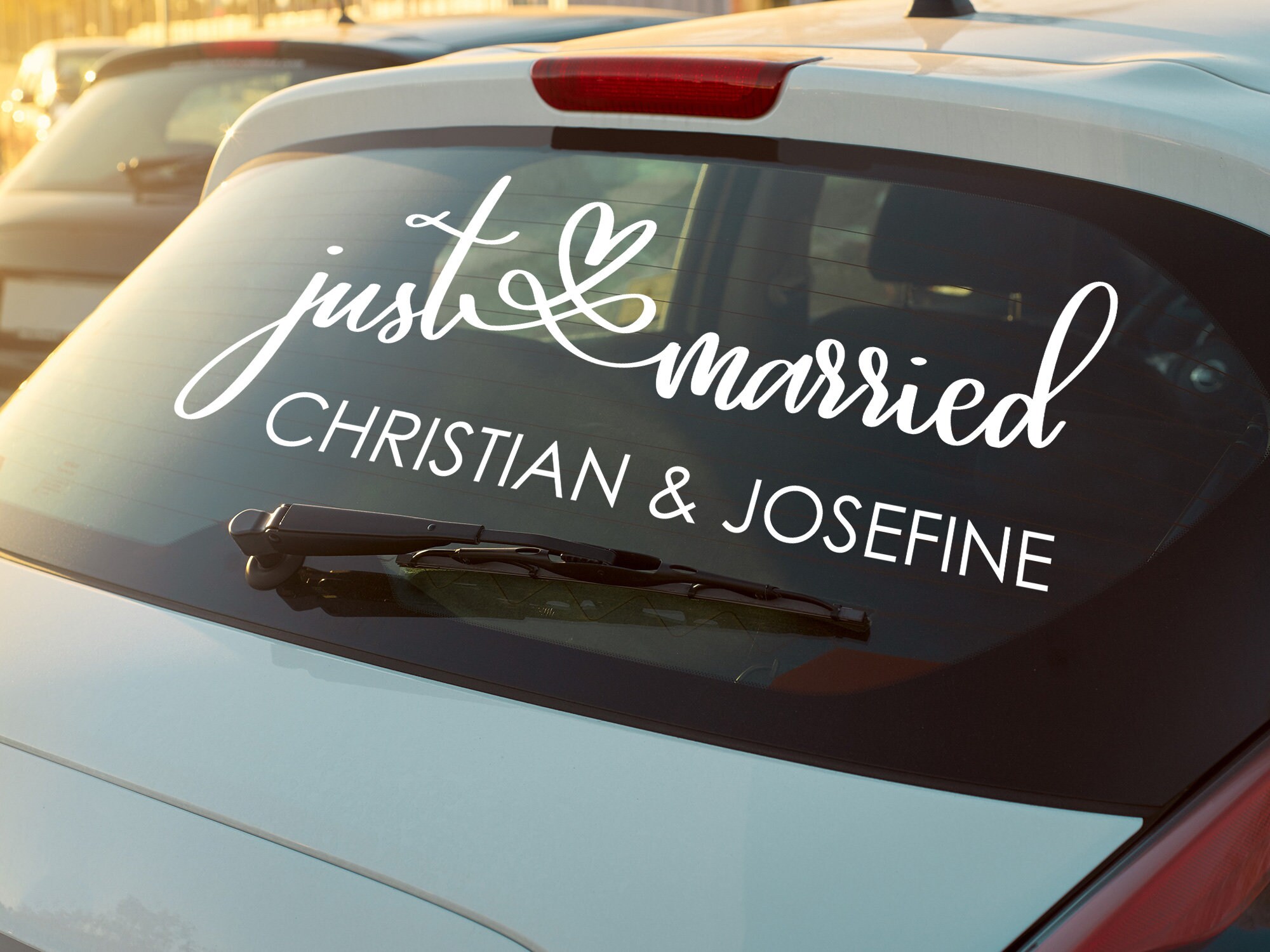 Just Married Aufkleber Für Autofenster, Wasserfest, Hochzeitsdeko