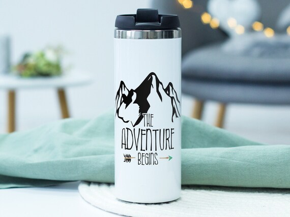 Thermo Mug Coffee Mug the Adventure Begins Coffee to Go Mug Gift for Dad, for Him, Father's Day Insulated Thermo Mug