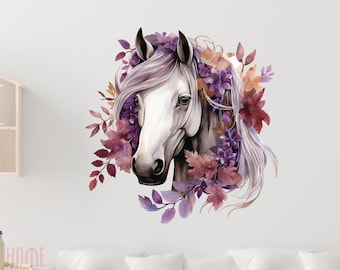 Horse Wall Decal with Flowers – Dreamy Wall Decor for Girls' Rooms