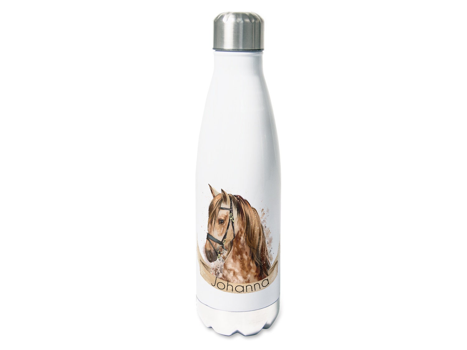Bouteille à boire personnalisée avec nom, bouteille deau isotherme pour  enfants adultes, 500ml, bouteille de sport cheval fille marron -  France