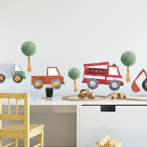 Wall Decal Cars Nursery Wall Sticker Trees for Boys Decoration Etsy