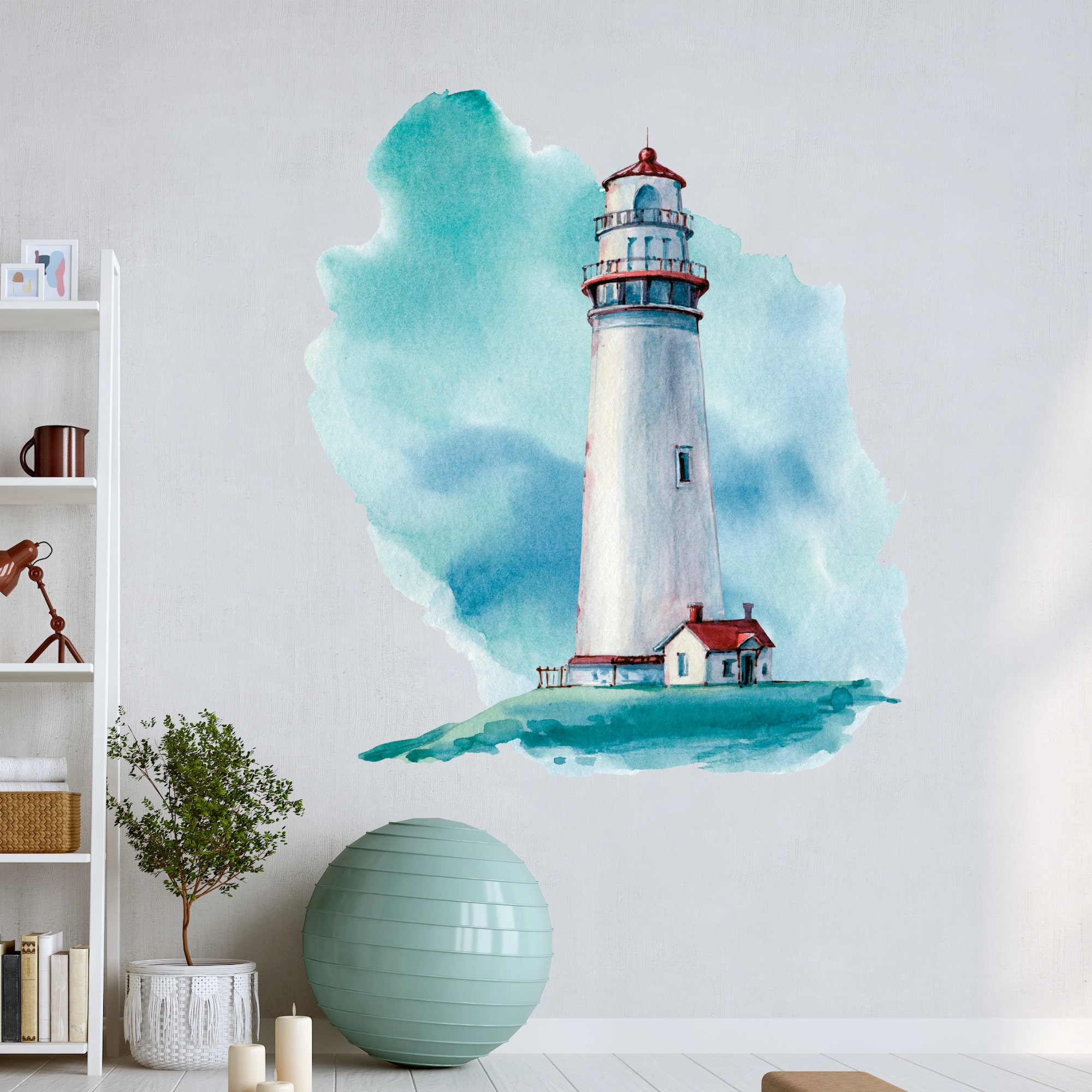 wandtattoo leuchtturm maritim für badezimmer, wohnzimmer nordsee