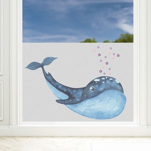 Window film bath whale blue whale maritime, privacy film for windows, shower, glass opaque, frosted glass film, 57cm high, privacy screen