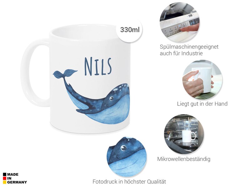 Tasse mit Namen Blaue Wall Kinder personalisiertes Geschenk Geburtstag als Geschenkidee, Becher, Geschenk personalisiert Jungen Einschulung Bild 3