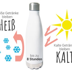 Trinkflasche personalisiert mit Namen, Isolierflasche Wasserflasche für Kinder Erwachsene, 500ml, Sportflasche Pferd Mädchen braun Bild 3