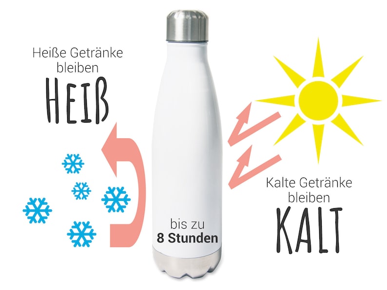 Trinkflasche personalisiert mit Namen, Isolierflasche Wasserflasche für Kinder Erwachsene, 500ml, Sportflasche Pferd Mädchen braun Bild 3