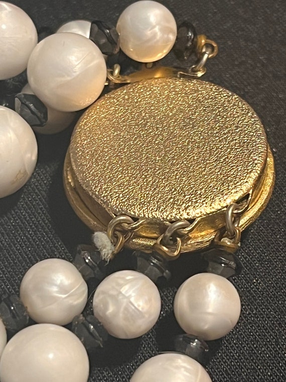 Vintage Crown Trifari triple strand faux pearl an… - image 7