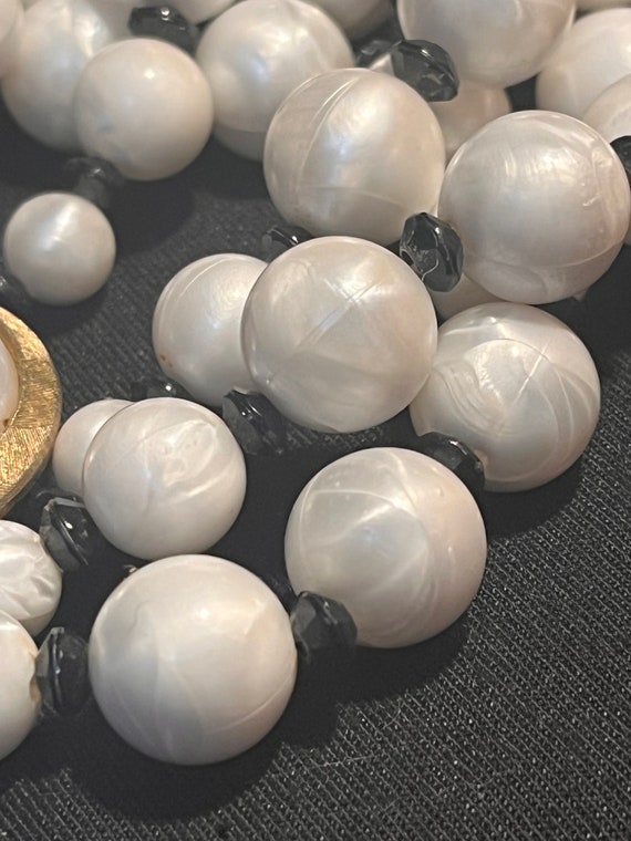Vintage Crown Trifari triple strand faux pearl an… - image 9