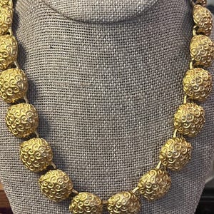Vintage Anne Klein Couture gouden choker: ronde schakels met structuur