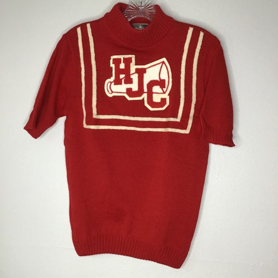 Vtg Kandel Knitting Mills Red Wool Cheerleader Swe