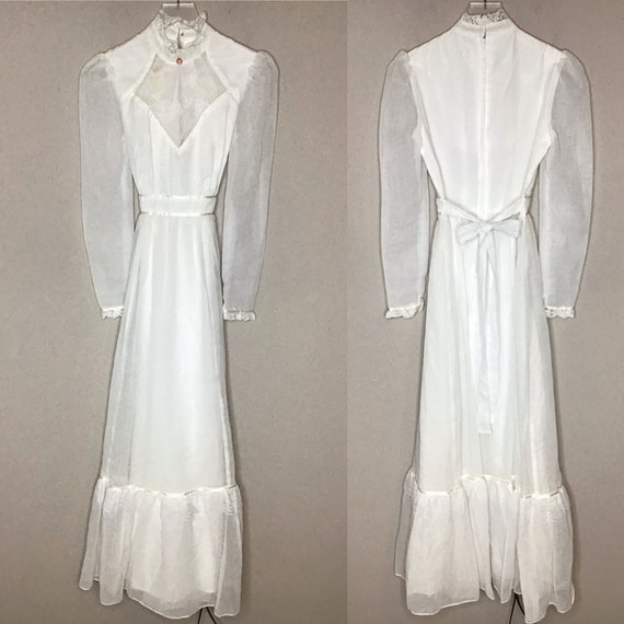 Vintage Candi Jones White Maxi Dress Edwardian Vic