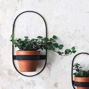 2 Wall Planters, Geometric Shape Planter, Black Hanging Planter, Metal Wall Planter, Plant Holder