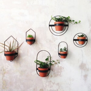 6 Wall Planters, Geometric Shape Planters, Pack 6 Black Hanging Planters, Metal Wall Planters, Plant Holders