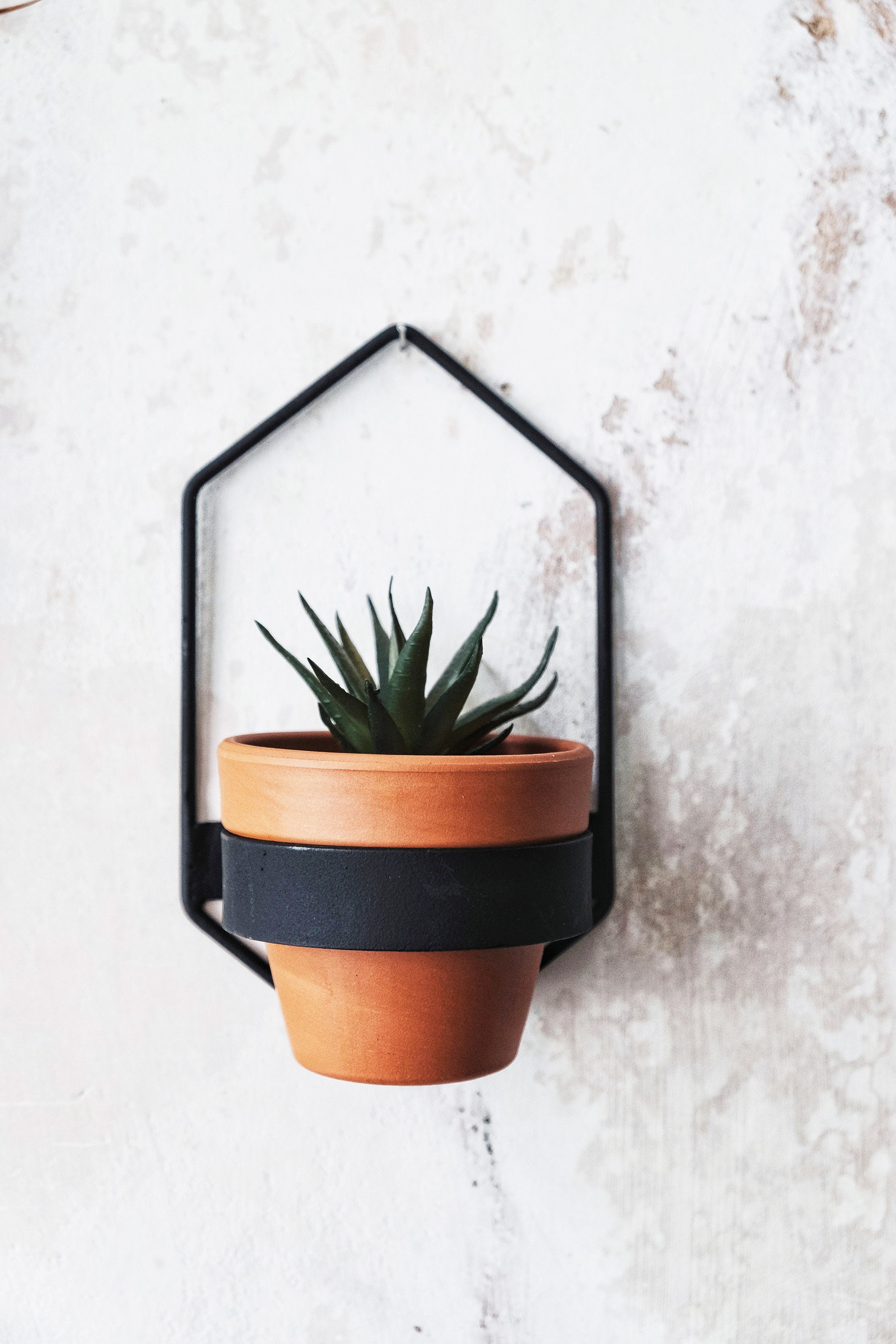 2 Wall Planters Geometric Shape Planter Black Hanging Etsy