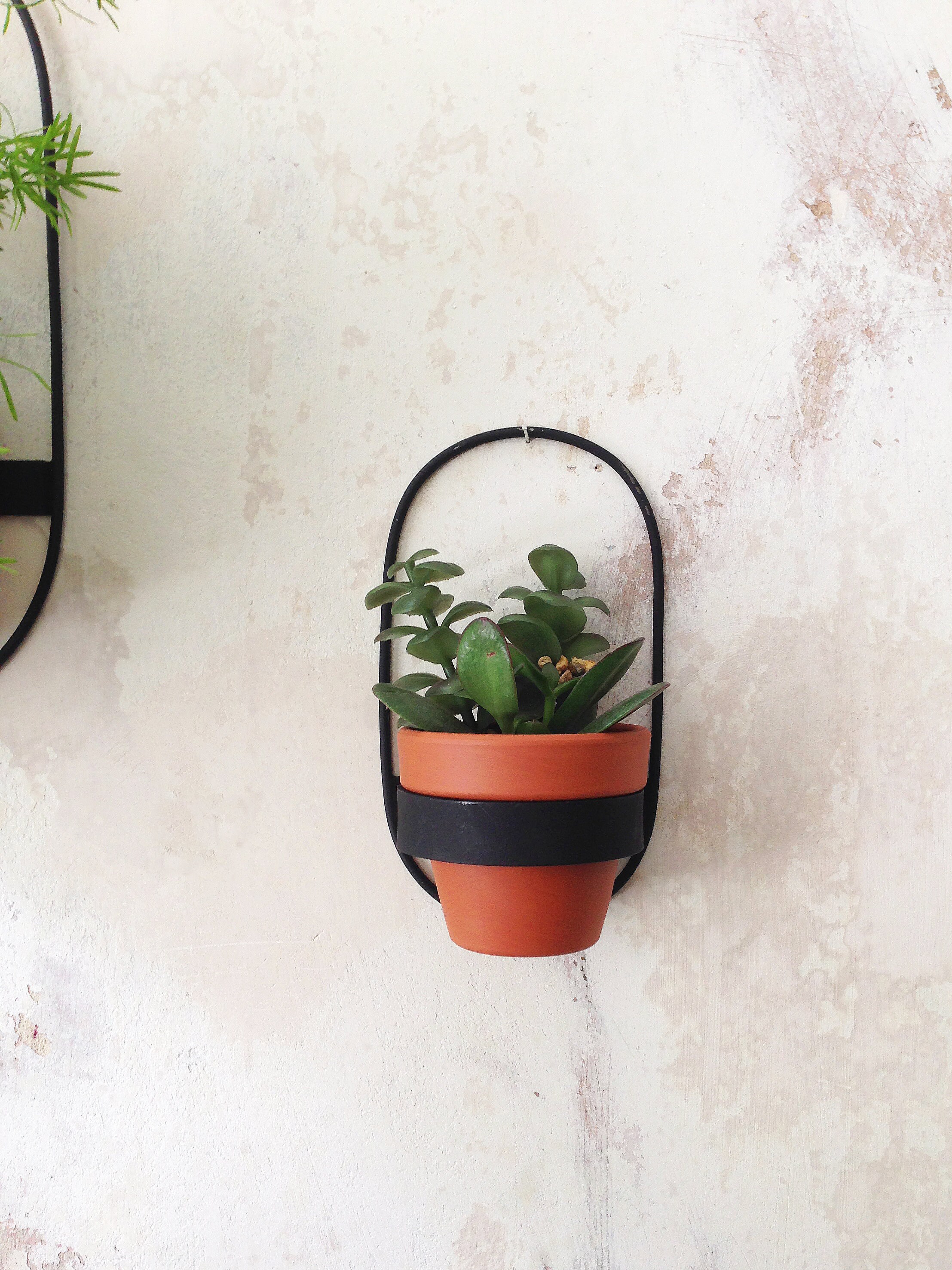 2 Wall Planters Geometric Shape Planter Black Hanging Etsy