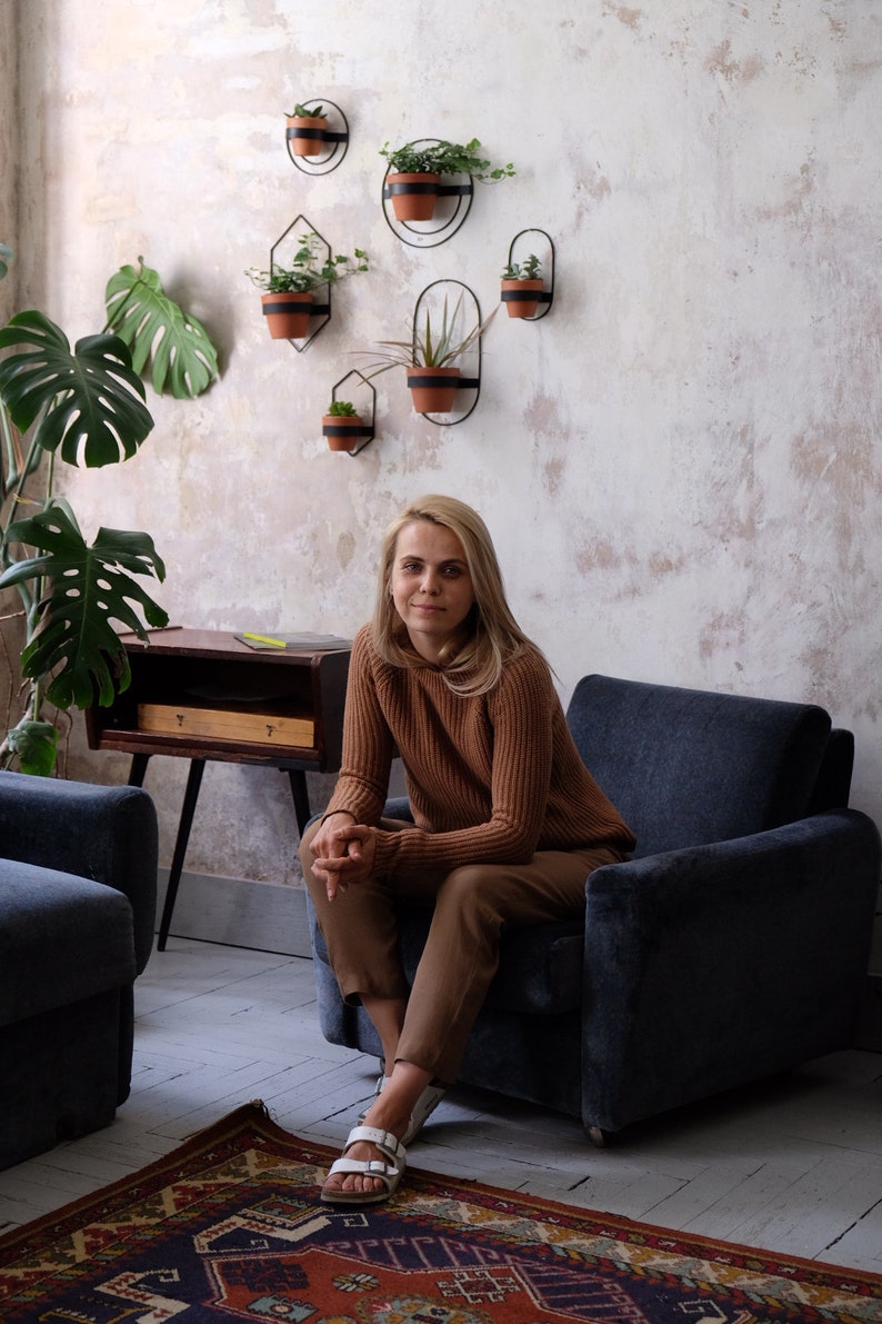 2 Wall Planters Round Metal Planter Black Hanging Planter Etsy Australia