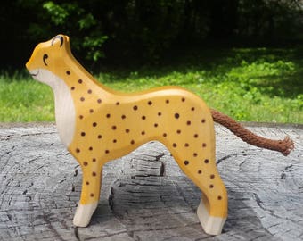 Cheetah Figurine, Wooden Toy, Waldorf- Bio Toy- Animals, Zoo, Handmade toy, Toys for Kids, Gifts, Wooden gepard, Wooden leopard toy,