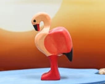 Handmade Waldorf Wooden Flamingo, Bird Toy