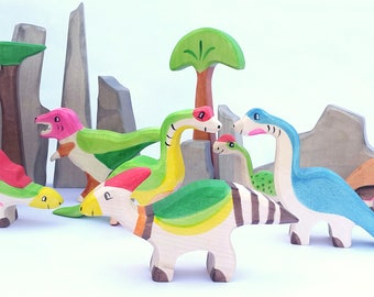 Wooden Dinosaurs Play set, Dino toy set