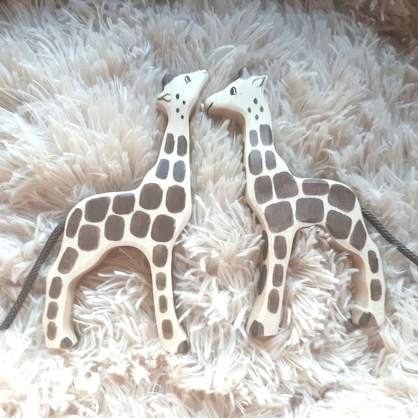 Baby Wooden Giraffe toy, African animal toys, Giraffe figurine