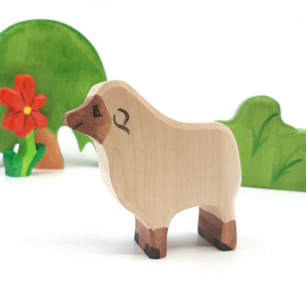 Wooden Sheep toy,  Bio Toy, Animal toys, Toys for Kids, Partyfavors for Boys and Girls, Birthday present, Funny sheep figurine, sheep toy