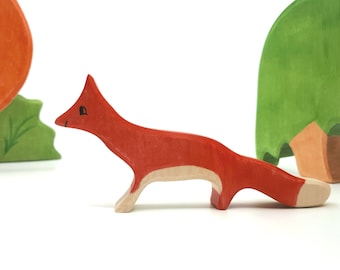 Wooden red fox toy, woodland animal toys