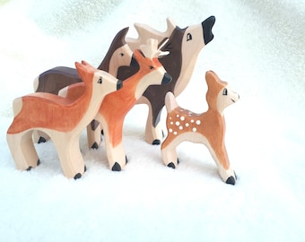 The Deerlings, wooden deer family, Deer toy set, Deer wood toy, fawn toy,  Deer and fawn