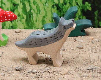 Wooden Wolf Toy, Waldorf wolf toy