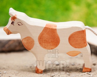Waldorf Wooden Cow Toy, Wooden animals, Farm animals,  Handmade wooden toy, Toys for Kids, educational toys, toddler toys, wood toys,