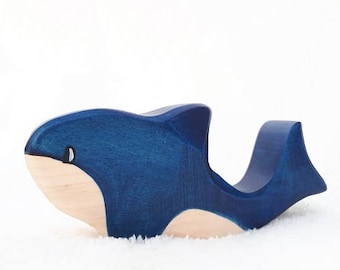 Baleine en bois, jouet de baleine bleue, animaux marins, baleine bleue de bébé, décor bleu de baleine, décor de chambre de bébé, décoration de baleine, figurine de baleine