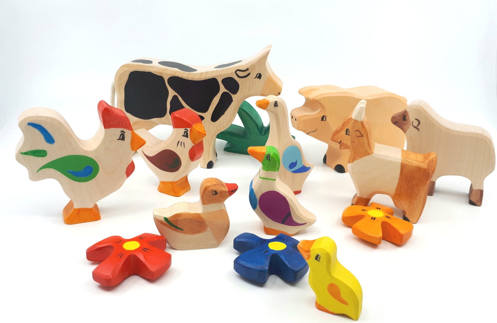 Farm Animals Toy Play Set Farm Animal Set Wooden Toys - Etsy