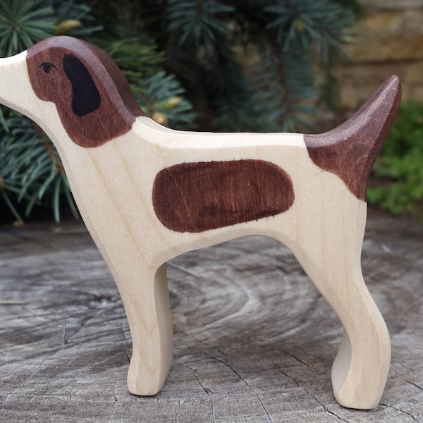 Wooden Dog, Flecked dog, Dog figurine, wooden animals, wooden dogs, dog toy, natural toys, baby toys, gift idea, waldorf toys, toddler toy