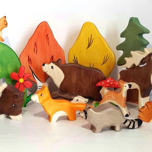 Waldorf wooden toys, Wooden animals, Woodland toys, Organic toys, Play set for kids, Waldorf toys, wooden toys, Toddler toy, Forest animals image 2