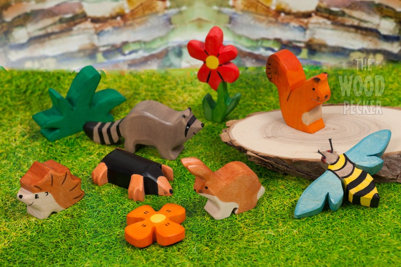 Organic Toy Ecofriendly toys Raccoon Toy learning toys Baby shower Wooden Toy Waldorf Toys Wooden Animal Natural toy montessori toy